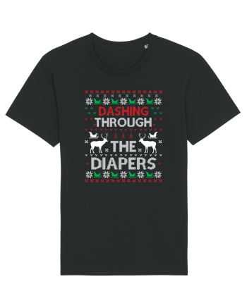 Dashing Through The Diapers Ugly Sweater Black
