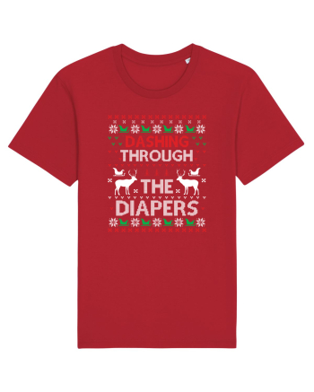 Dashing Through The Diapers Ugly Sweater Red
