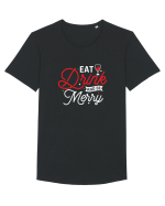 Eat, Drink and Be Merry (versiune 2) alb Tricou mânecă scurtă guler larg Bărbat Skater