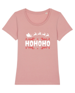 Ho Ho Ho (Moș Crăciun) alb Tricou mânecă scurtă guler larg fitted Damă Expresser