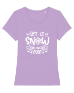 Let it Snow Somewhere Else (Crăciun) alb Tricou mânecă scurtă guler larg fitted Damă Expresser