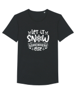 Let it Snow Somewhere Else (Crăciun) alb Tricou mânecă scurtă guler larg Bărbat Skater