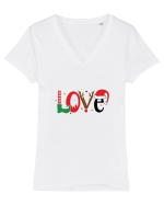 Love (Crăciun) Tricou mânecă scurtă guler V Damă Evoker