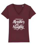 Proud Member of the Naughty List (alb) Tricou mânecă scurtă guler V Damă Evoker