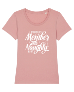 Proud Member of the Naughty List (alb) Tricou mânecă scurtă guler larg fitted Damă Expresser