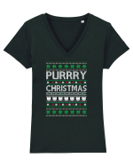 Purry Christmas Ugly Sweater (Crăciun) Tricou mânecă scurtă guler V Damă Evoker
