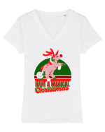 Christmas Unicorn Tricou mânecă scurtă guler V Damă Evoker