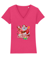 Merry Christmas Tricou mânecă scurtă guler V Damă Evoker