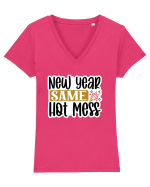 New Year Same Hot Mess Tricou mânecă scurtă guler V Damă Evoker