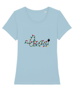 Christmas lights love Tricou mânecă scurtă guler larg fitted Damă Expresser