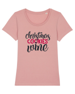 Christmas Cookies Wine Tricou mânecă scurtă guler larg fitted Damă Expresser
