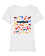 Pentru Motocilisti Tricou mânecă scurtă guler larg fitted Damă Expresser