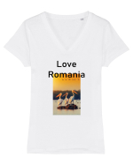 Love Romania #1 Tricou mânecă scurtă guler V Damă Evoker