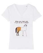 Funny clients Tricou mânecă scurtă guler V Damă Evoker