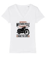 Ride to Live Classic Motorcycle Tricou mânecă scurtă guler V Damă Evoker