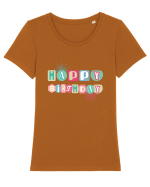 Happy Birthday ! Tricou mânecă scurtă guler larg fitted Damă Expresser