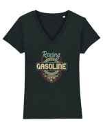 Racing Gasoline Motor Oil Tricou mânecă scurtă guler V Damă Evoker