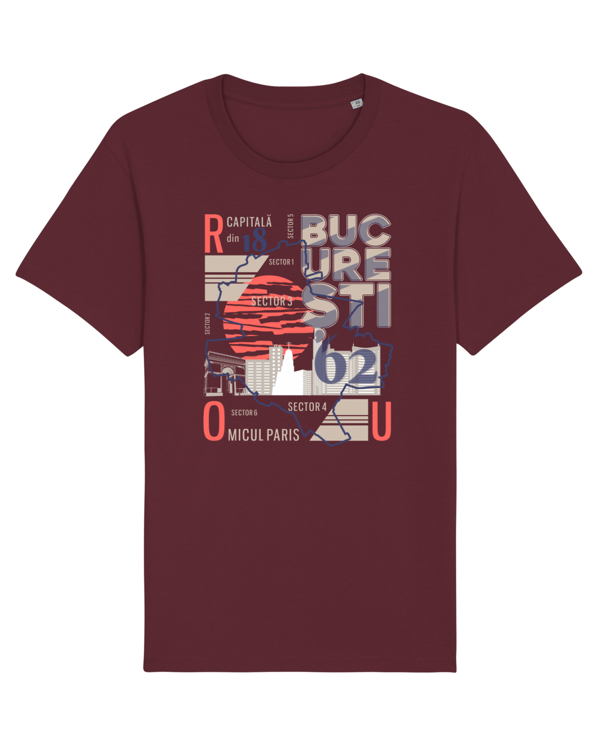 Tricou mânecă scurtă Unisex Rocker Burgundy