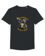 Happiest With A Beer Tricou mânecă scurtă guler larg Bărbat Skater