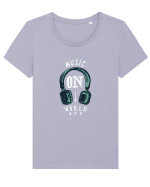 Music On, World Off Tricou mânecă scurtă guler larg fitted Damă Expresser