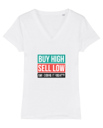 Buy High Sell Low (textbox) Tricou mânecă scurtă guler V Damă Evoker