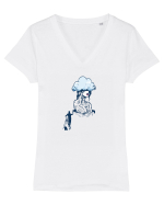 Cloud head Tricou mânecă scurtă guler V Damă Evoker