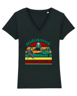Retro Bigfoot, Alien And Loch Ness Monster Tricou mânecă scurtă guler V Damă Evoker