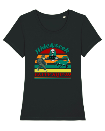 Retro Bigfoot, Alien And Loch Ness Monster Black