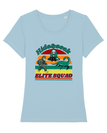 Retro Bigfoot, Alien And Loch Ness Monster Sky Blue