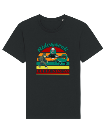 Retro Bigfoot, Alien And Loch Ness Monster Black