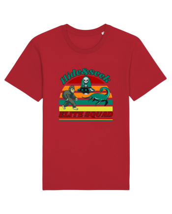 Retro Bigfoot, Alien And Loch Ness Monster Red