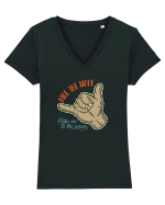 Ride the Wave take me to the ocean Tricou mânecă scurtă guler V Damă Evoker