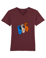 Trei căței cu figuri Tricou mânecă scurtă guler V Bărbat Presenter