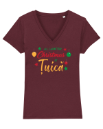 All I want for Christmas is țuică Tricou mânecă scurtă guler V Damă Evoker