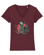 Surfing Octopus Tricou mânecă scurtă guler V Damă Evoker
