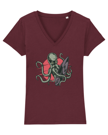 Surfing Octopus Burgundy