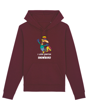 I Love Winter & Snowboard Burgundy