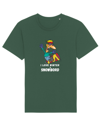 I Love Winter & Snowboard Bottle Green