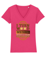 WOOD WORKER Tricou mânecă scurtă guler V Damă Evoker