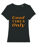 Good Vibes Only Tricou mânecă scurtă guler larg fitted Damă Expresser