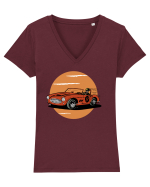 Retro Racing Tricou mânecă scurtă guler V Damă Evoker