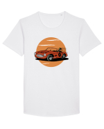Retro Racing Tricou mânecă scurtă guler larg Bărbat Skater