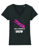 All I Need Is Snow! Snowboard Lover Outfit Tricou mânecă scurtă guler V Damă Evoker