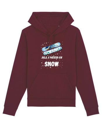 All I Need Is Snow & Snowboard Burgundy
