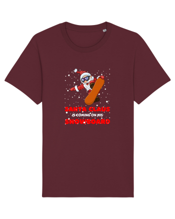 Santa Claus Is Coming On His Snowboard Burgundy
