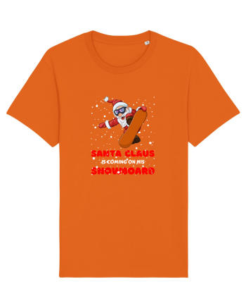 Santa Claus Is Coming On His Snowboard Bright Orange