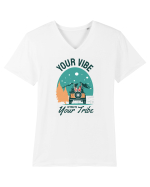 Your vibe attracts your tribe - culori deschise Tricou mânecă scurtă guler V Bărbat Presenter