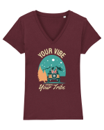 Your vibe attracts your tribe - culori inchise Tricou mânecă scurtă guler V Damă Evoker
