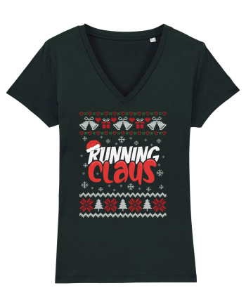 in stil ugly sweater - Running claus Black