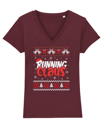 in stil ugly sweater - Running claus Burgundy